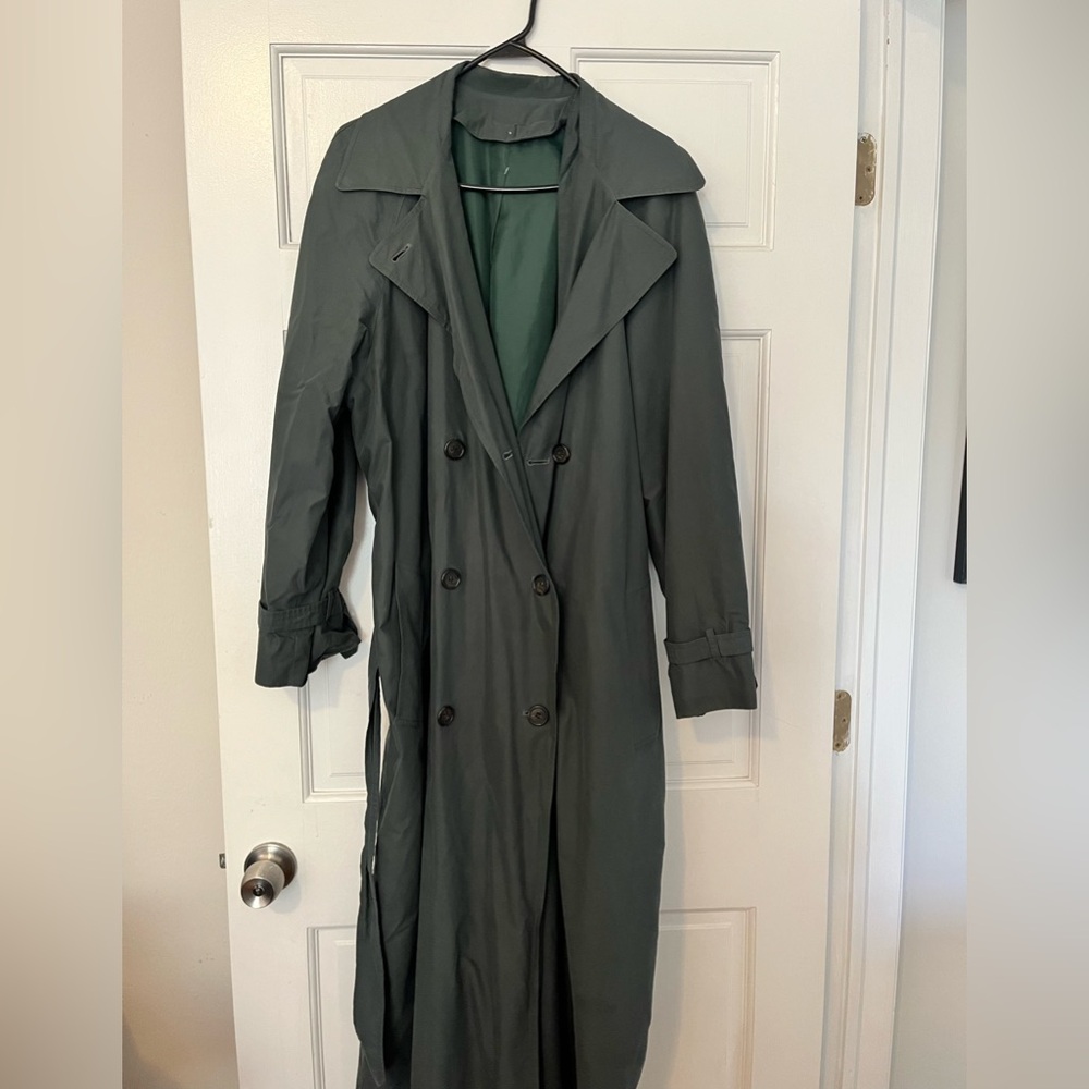 VTG Dark Green Double-Breasted Trench Coat